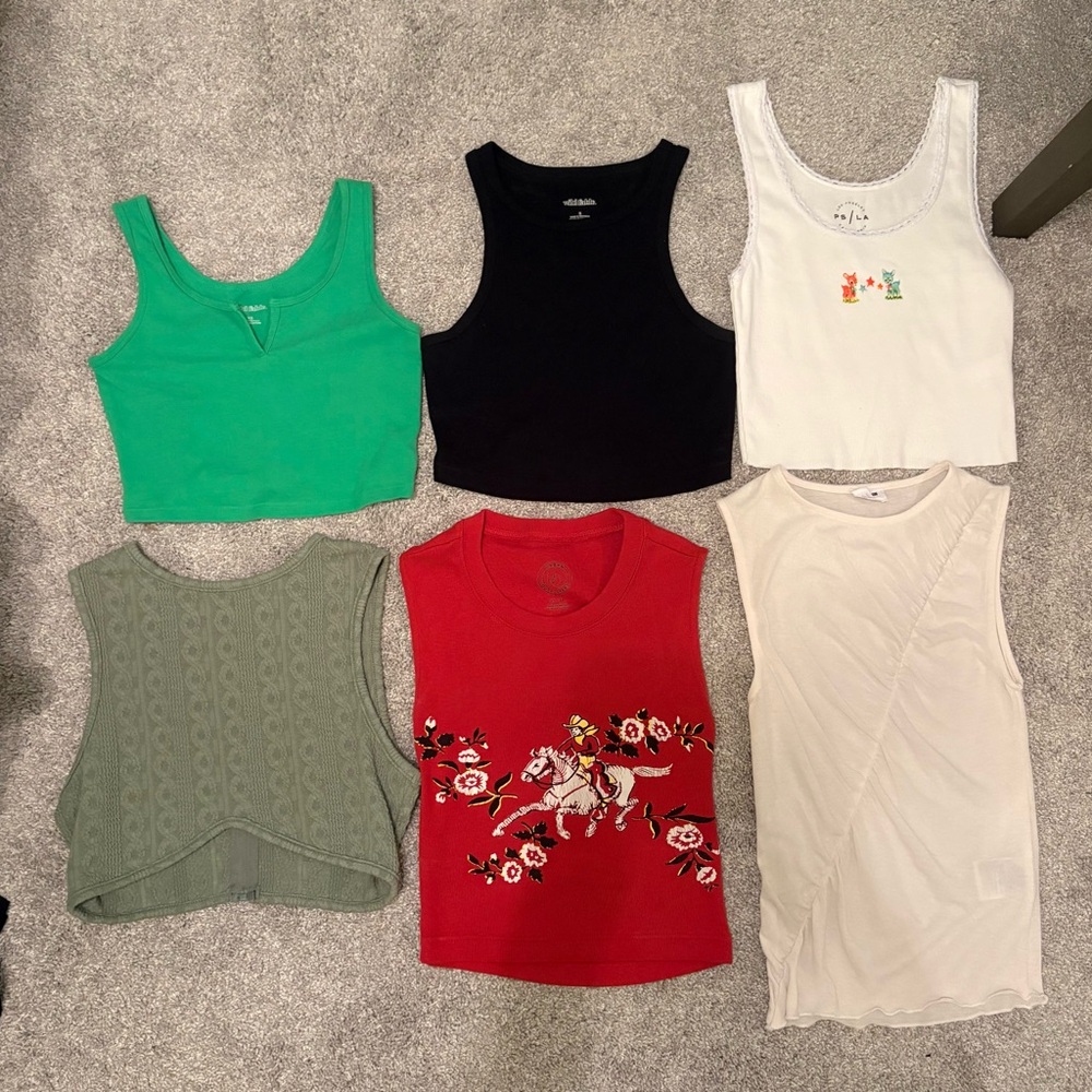 Colorful Sleeveless Crop Tops Set